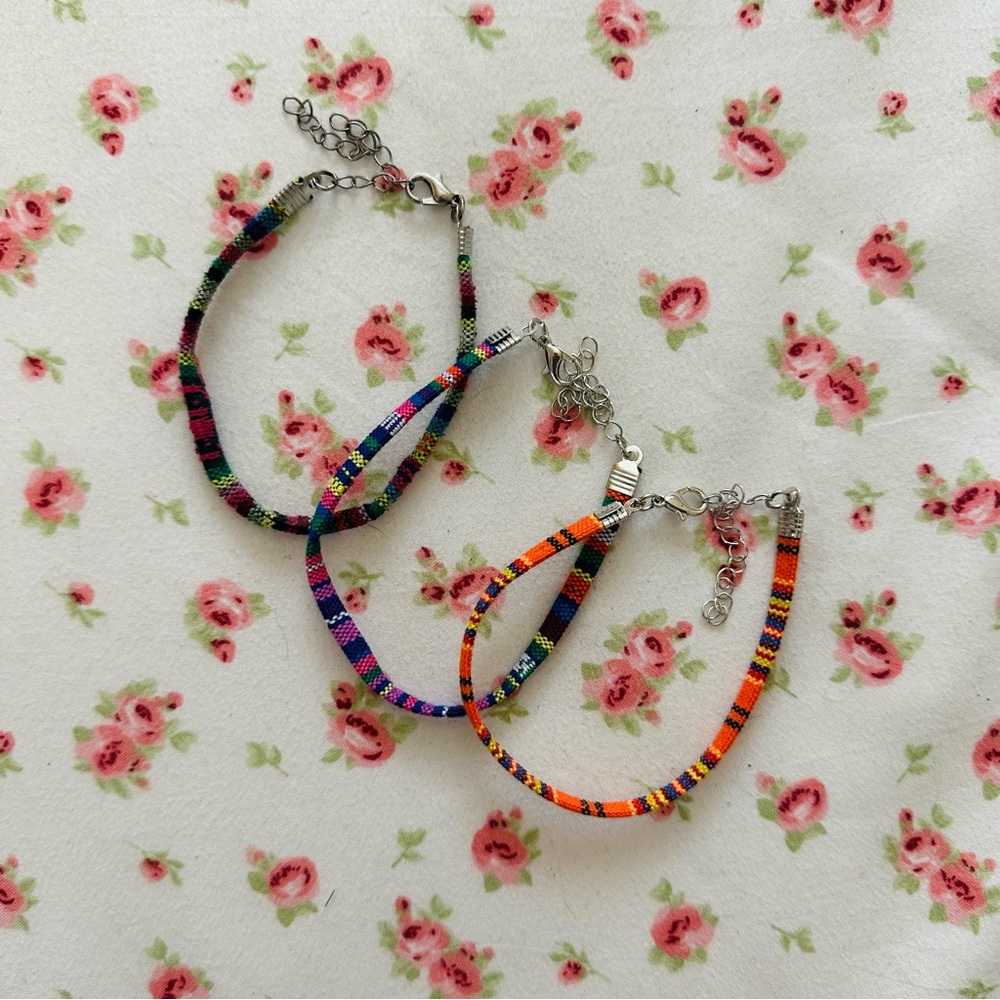 three bohemian patterned bracelets